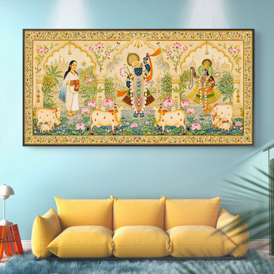 Traditional Pichwai Shrinathji Premium Canvas Painting - Canvas Wall Art | Decor By Neon