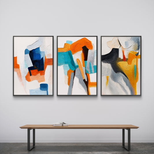 Set of 3 Abstract Art Premium Canvas Painting - Canvas Wall Art | Decor By Neon