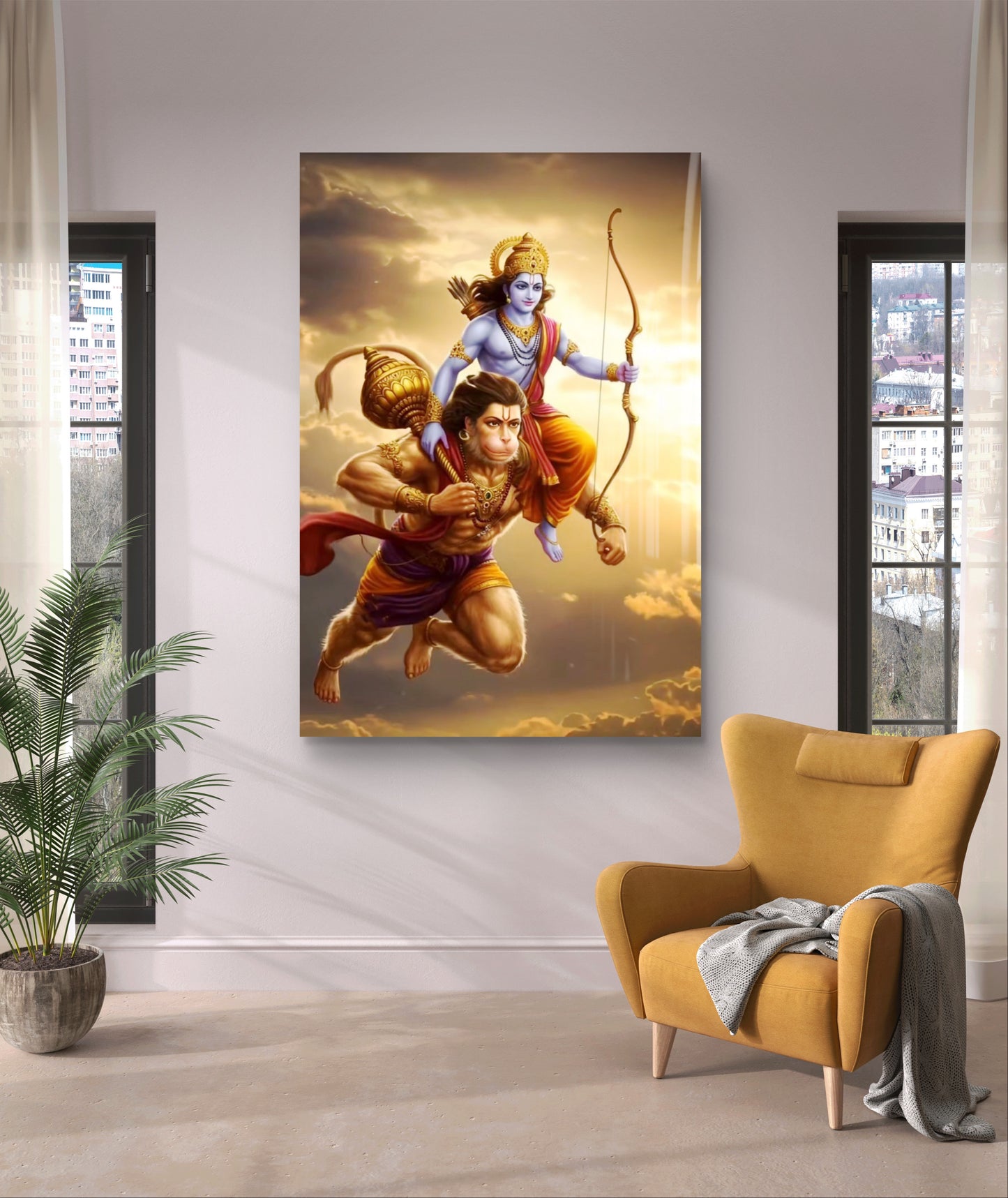Lord Ram with Hanuman Premium Acrylic Wall Art for Home & Temple Decor