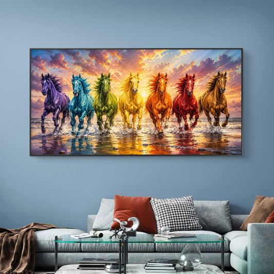 Seven Horses Premium Canvas Painting - Canvas Wall Art | Decor By Neon