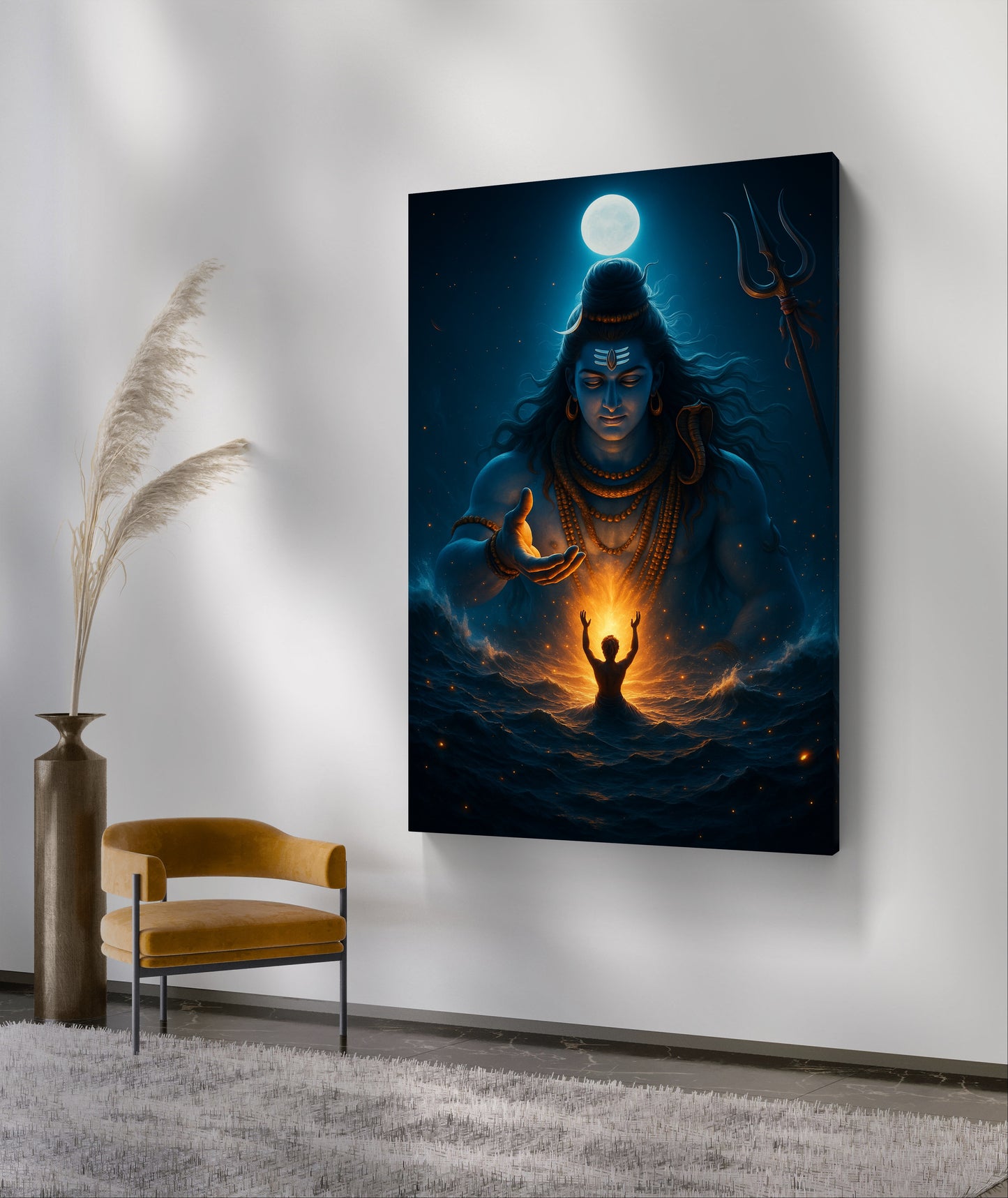 Shiva with Devotee Premium Acrylic Wall Art for Home & Temple Decor