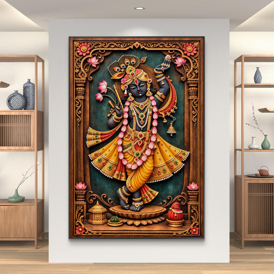 Traditional Pichwai Shrinathji Premium Canvas Painting - Canvas Wall Art | Decor By Neon