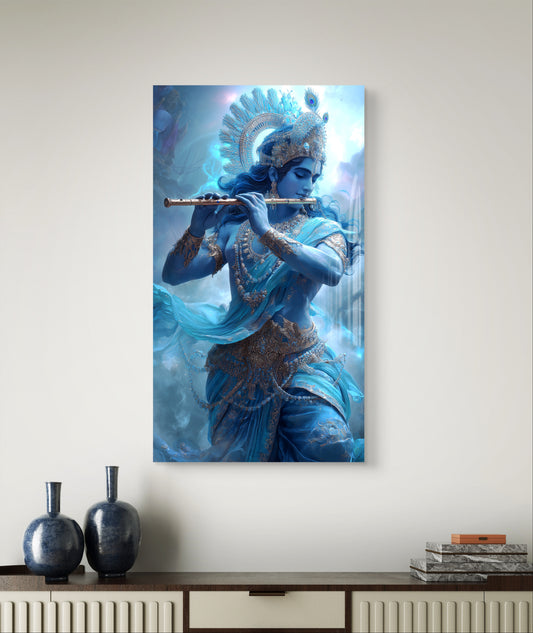 Krishna Ji with Flute - 2 Premium Acrylic Wall Art for Home & Temple Decor