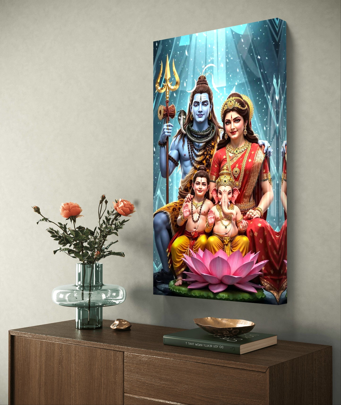 Shiva Parivaar Premium Acrylic Wall Art for Home & Temple Decor