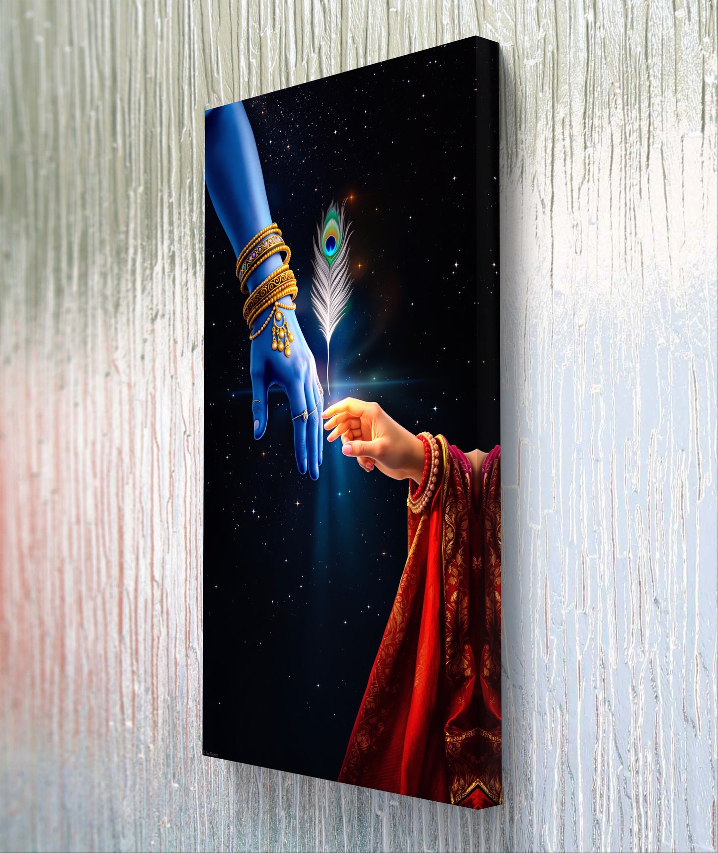 Radha Krishna Morpankh Premium Acrylic Wall Art for Home & Temple Decor
