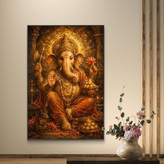 Lord Ganesha Premium Canvas Painting - Canvas Wall Art | Decor By Neon