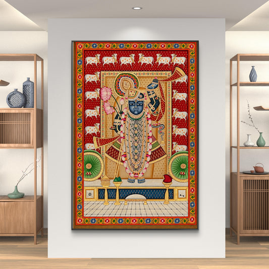 Traditional Pichwai Shrinathji Premium Canvas Painting - Canvas Wall Art | Decor By Neon