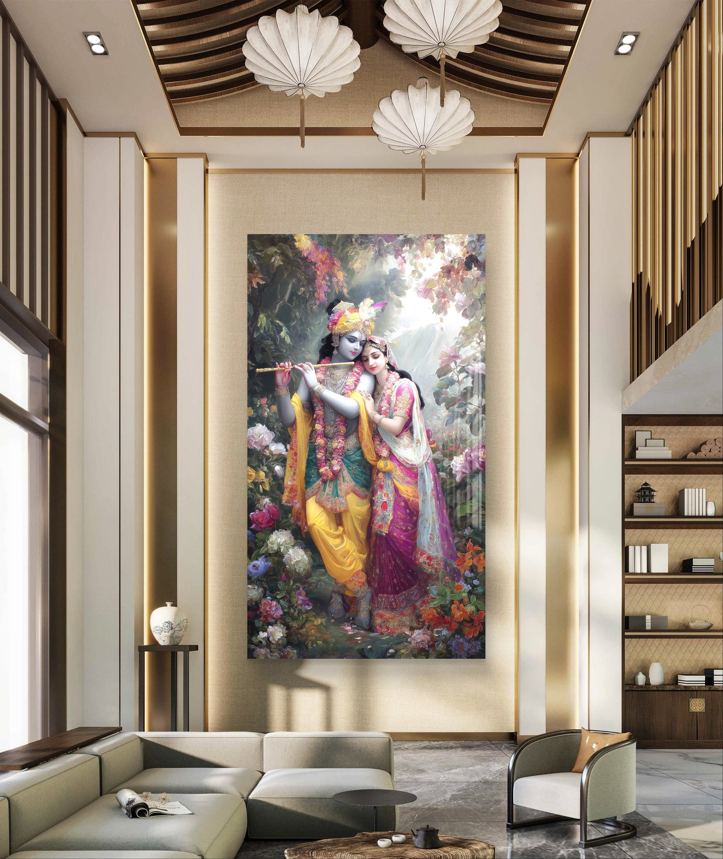 Radha Krishna Premium Acrylic Wall Art for Home & Temple Decor