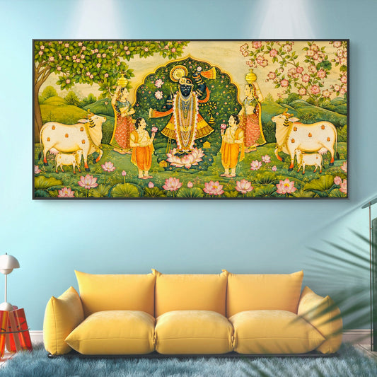 Traditional Pichwai Shrinathji Premium Canvas Painting - Canvas Wall Art | Decor By Neon