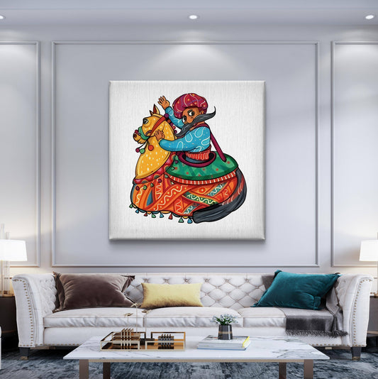 Kathputli Rider Premium Canvas Wall Painting