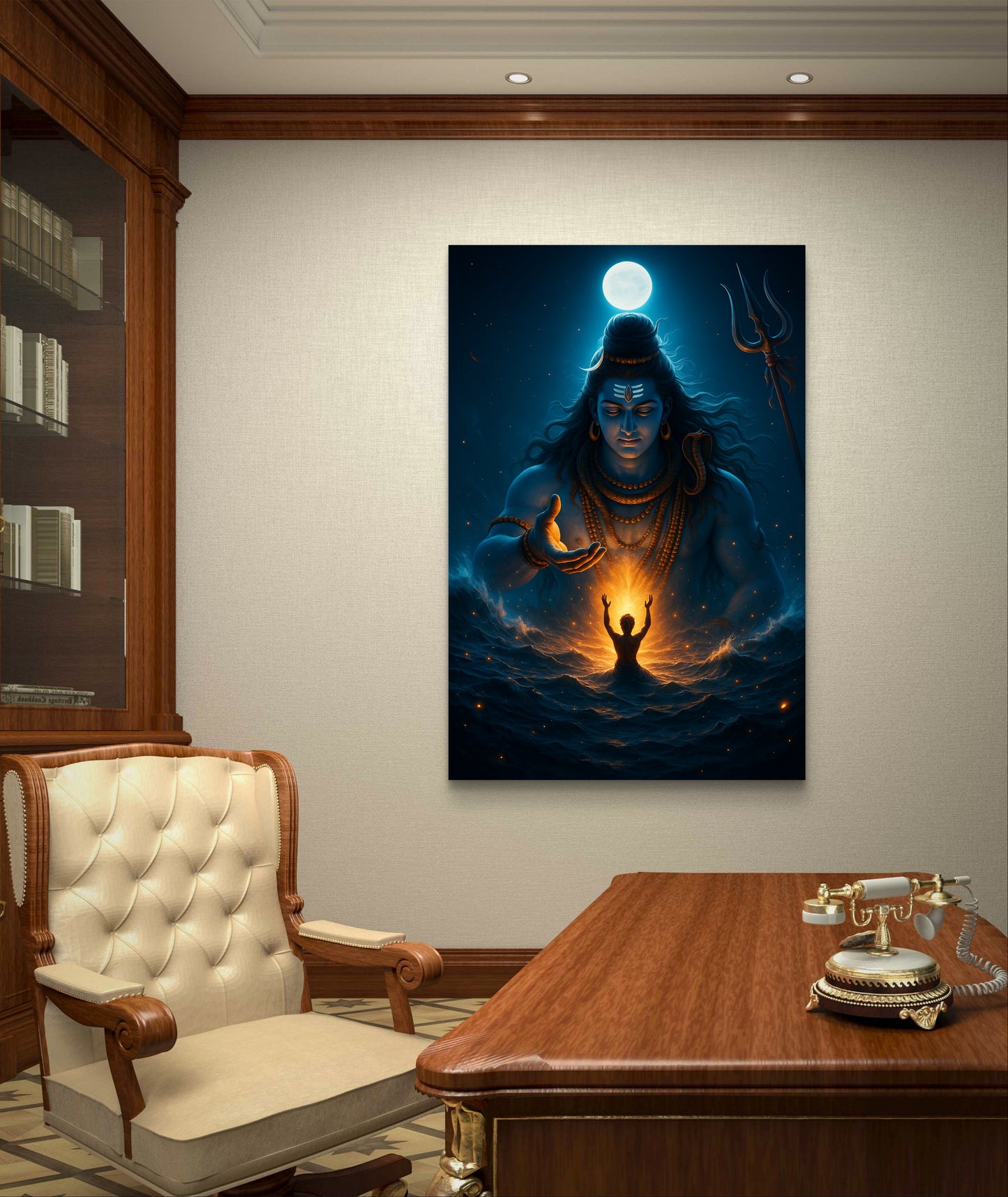 Shiva with Devotee Premium Acrylic Wall Art for Home & Temple Decor