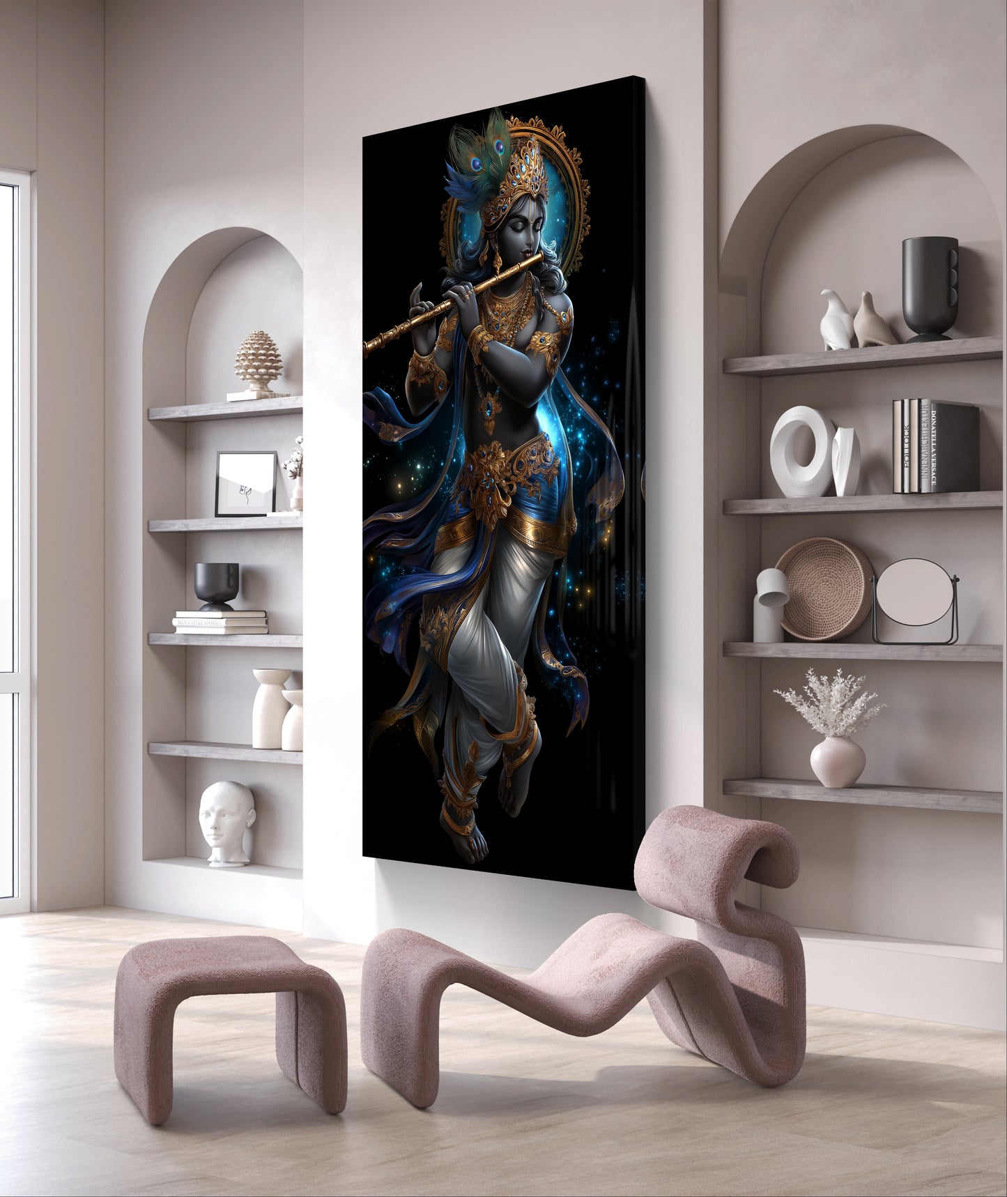 Krishna Ji with Flute Premium Acrylic Wall Art for Home & Temple Decor