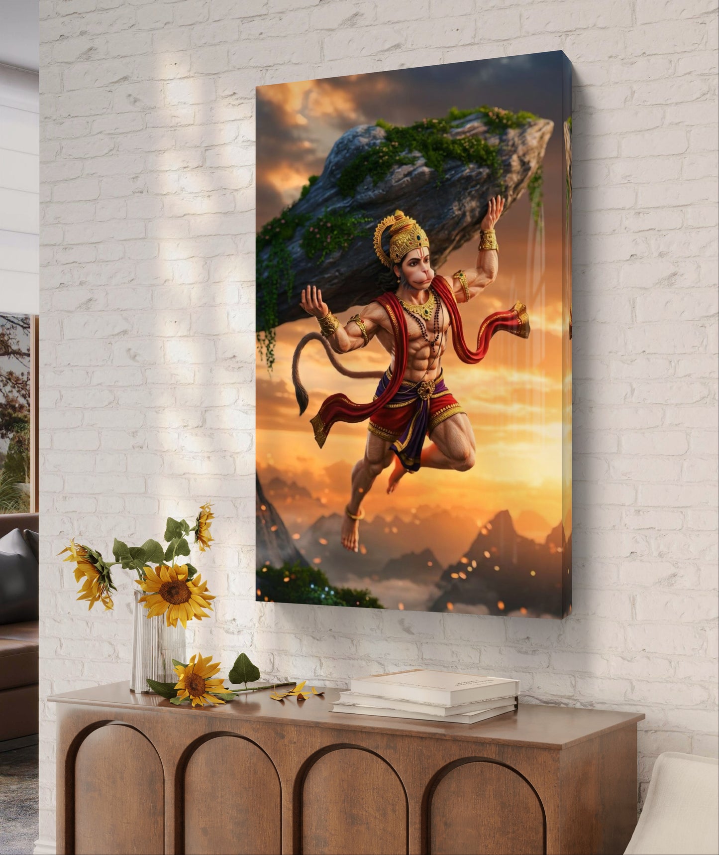 Sanjeevani Hanuman Premium Acrylic Wall Art for Home & Temple Decor