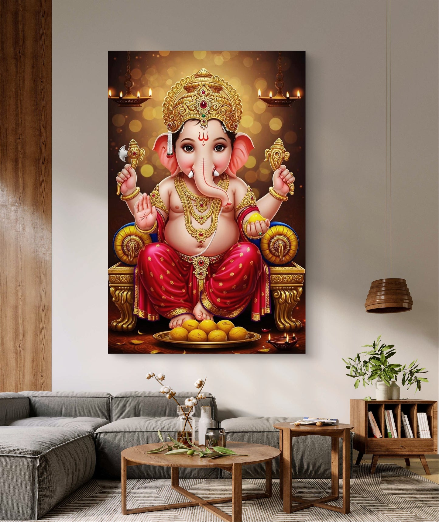 Lord Ganesha Premium Acrylic Wall Art for Home & Temple Decor