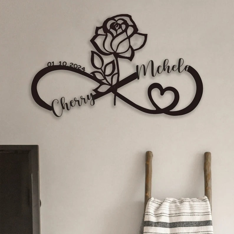 Infinity Love Metal Wall Art, Unique/Customized Metal Wall Art Gift, Metal Wall Art for Wedding/Anniversary Gifts
