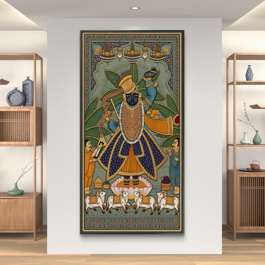 Traditional Pichwai Shrinathji Premium Canvas Painting - Canvas Wall Art | Decor By Neon