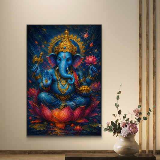 Lord Ganesha Premium Canvas Painting - Canvas Wall Art | Decor By Neon