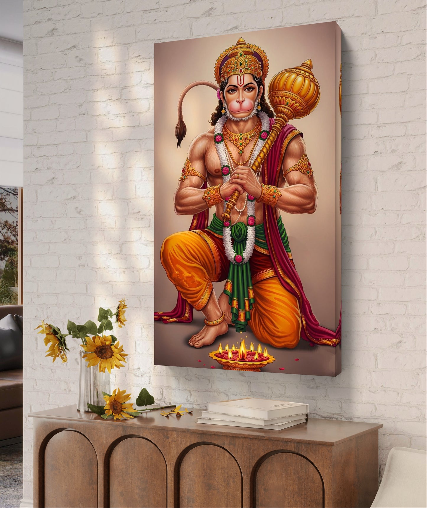 Lord Hanuman Premium Acrylic Wall Art for Home & Temple Decor
