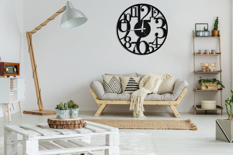 Minimalist Circular Numeric Metal Wall Clock, Modern Circular Black Metal Wall Clock, Wall Art, Silent Clock