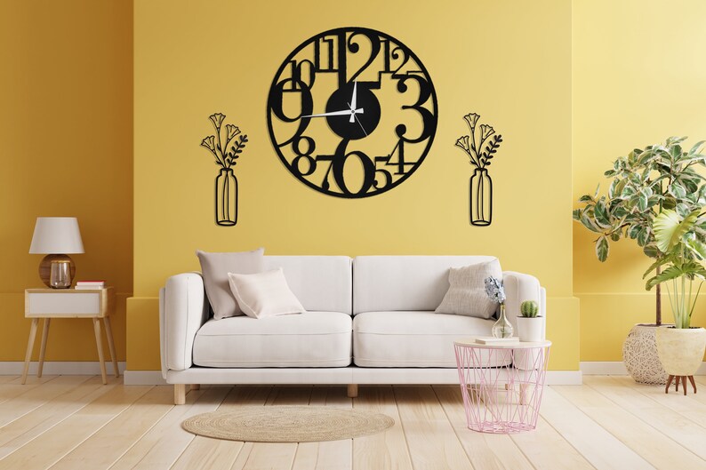 Minimalist Circular Numeric Metal Wall Clock, Modern Circular Black Metal Wall Clock, Wall Art, Silent Clock