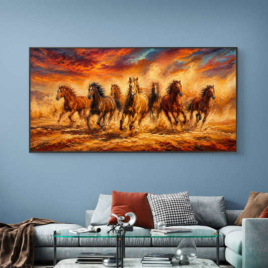 Seven Horses Premium Canvas Painting - Canvas Wall Art | Decor By Neon