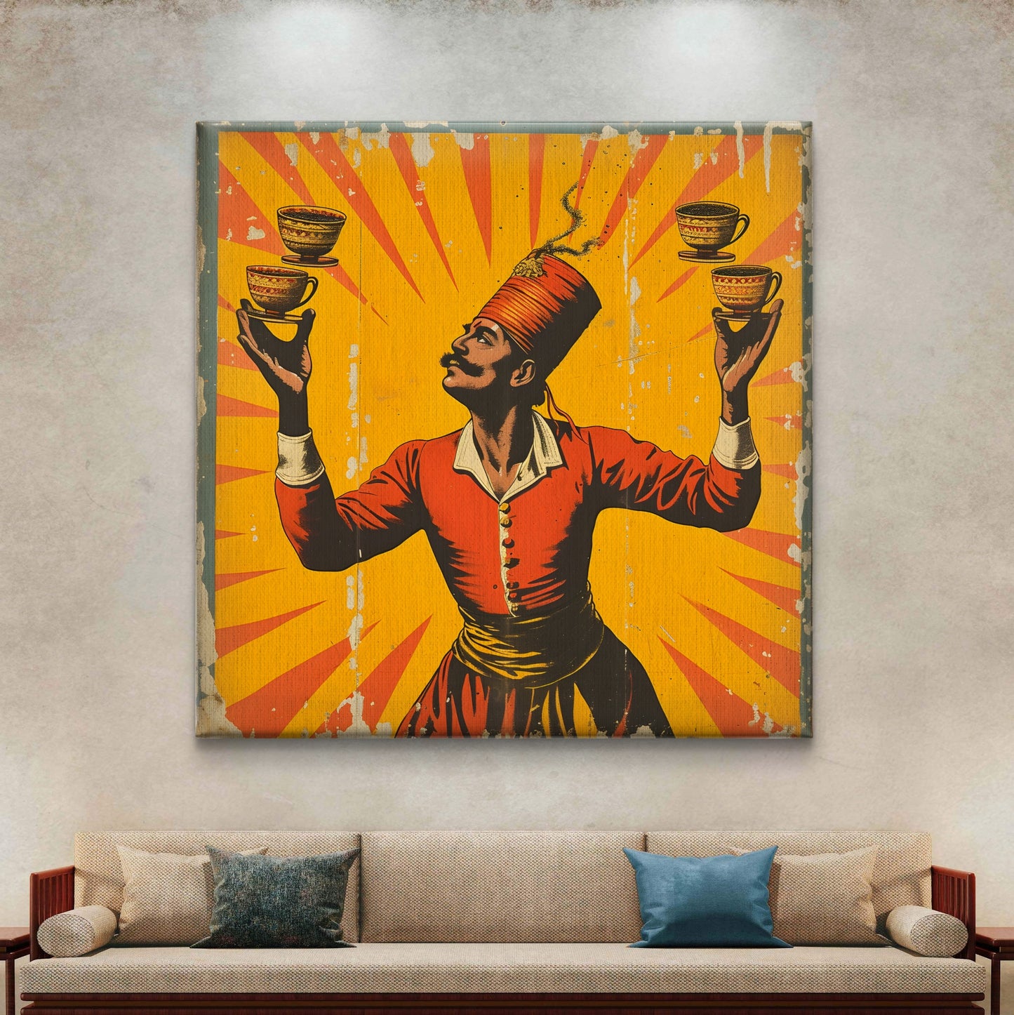 Chai Juggler Premium Canvas Wall Painting - Buy Online | Decor By Neon