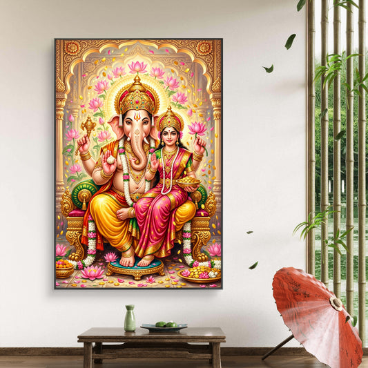 Ganesh Lakshmi Ji Premium Canvas Painting - Canvas Wall Art | Decor By Neon