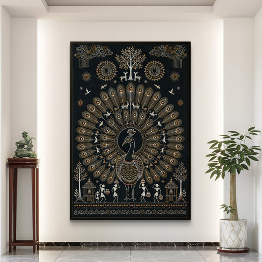 Warli Art Premium Canvas Painting - Canvas Wall Art | Decor By Neon