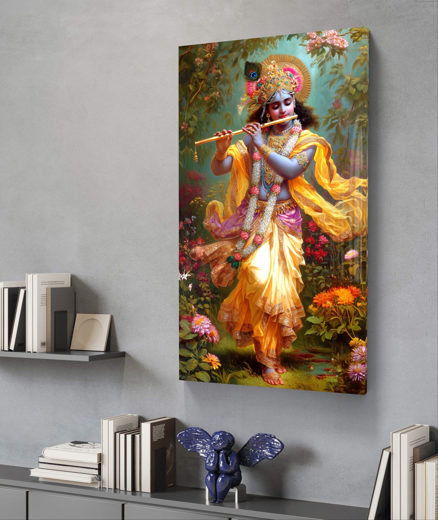 Lord Krishna with Flute Premium Acrylic Wall Art for Home & Temple Decor