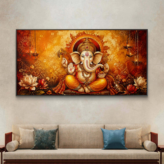Lord Ganesha Premium Canvas Painting - Canvas Wall Art | Decor By Neon