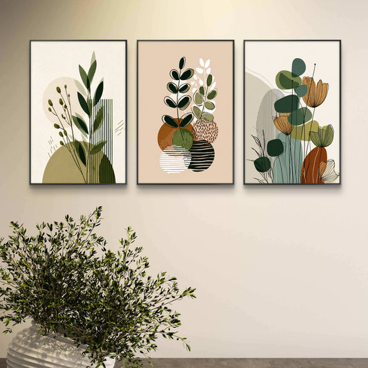 Set of 3 Abstract Art Premium Canvas Painting - Canvas Wall Art | Decor By Neon