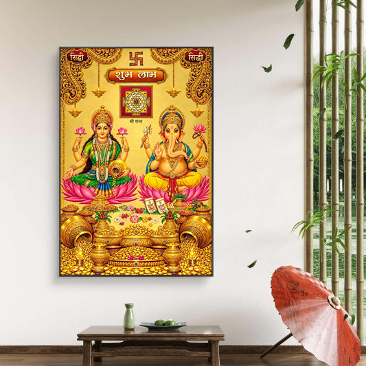 Ganesh Lakshmi Ji Premium Canvas Painting - Canvas Wall Art | Decor By Neon