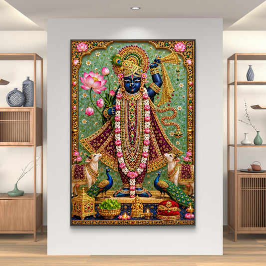 Traditional Pichwai Shrinathji Premium Canvas Painting - Canvas Wall Art | Decor By Neon