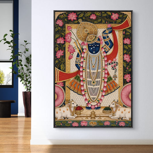Traditional Pichwai Shrinathji Premium Canvas Painting - Canvas Wall Art | Decor By Neon