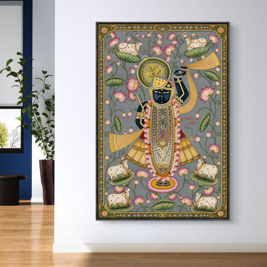 Traditional Pichwai Shrinathji Premium Canvas Painting - Canvas Wall Art | Decor By Neon