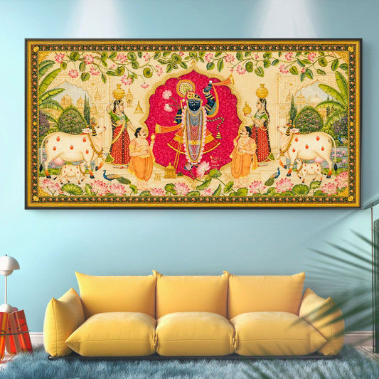 Traditional Pichwai Shrinathji Premium Canvas Painting - Canvas Wall Art | Decor By Neon