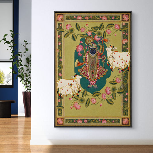 Traditional Pichwai Shrinathji Premium Canvas Painting - Canvas Wall Art | Decor By Neon