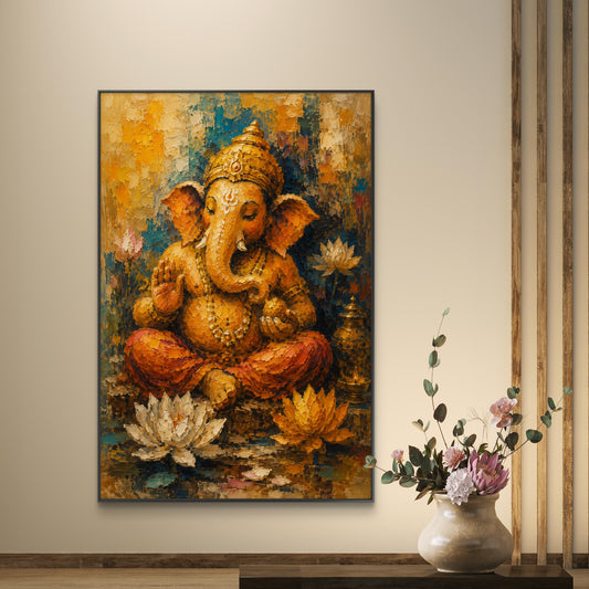 Lord Ganesha Premium Canvas Painting - Canvas Wall Art | Decor By Neon