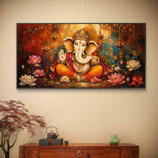 Lord Ganesha Premium Canvas Painting - Canvas Wall Art | Decor By Neon