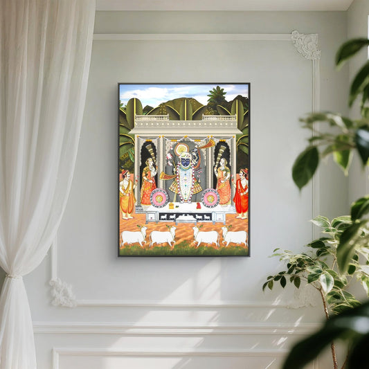 Traditional Pichwai Shrinathji Premium Canvas Painting - Canvas Wall Art | Decor By Neon