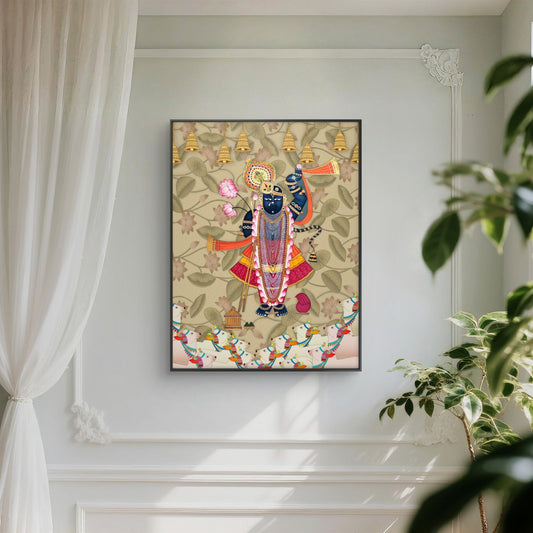 Traditional Pichwai Shrinathji Premium Canvas Painting - Canvas Wall Art | Decor By Neon