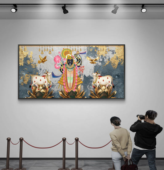 Traditional Pichwai | Shrinathji Premium Canvas Painting - Canvas Wall Art | Decor By Neon