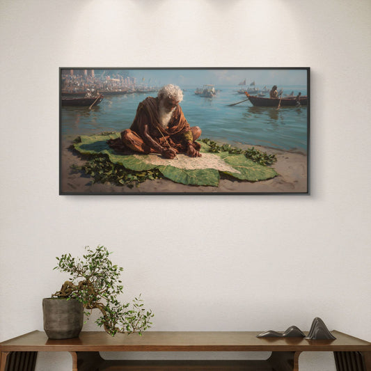 Banaras Ghat Premium Canvas Painting - Canvas Wall Art | Decor By Neon
