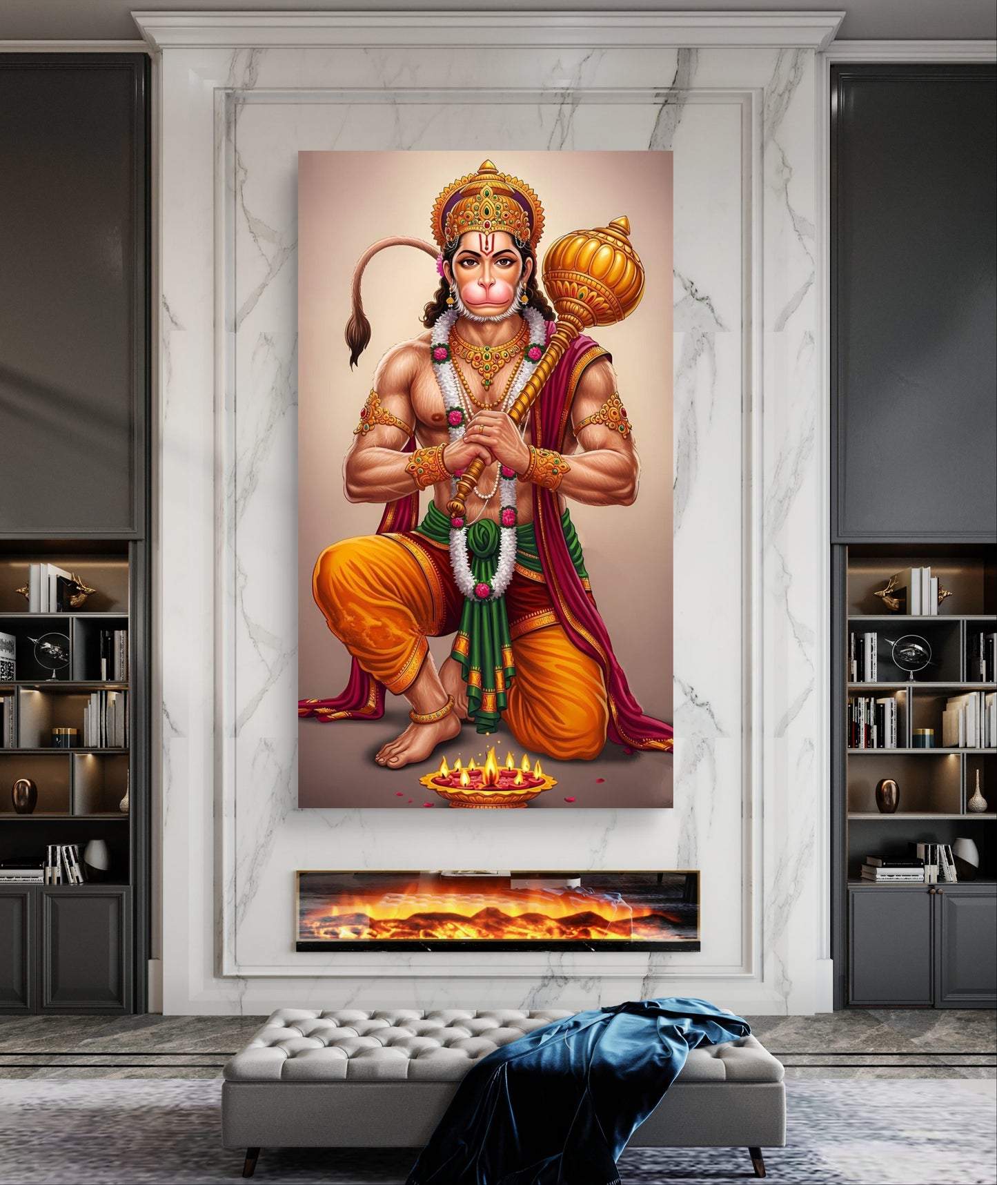 Lord Hanuman Premium Acrylic Wall Art for Home & Temple Decor