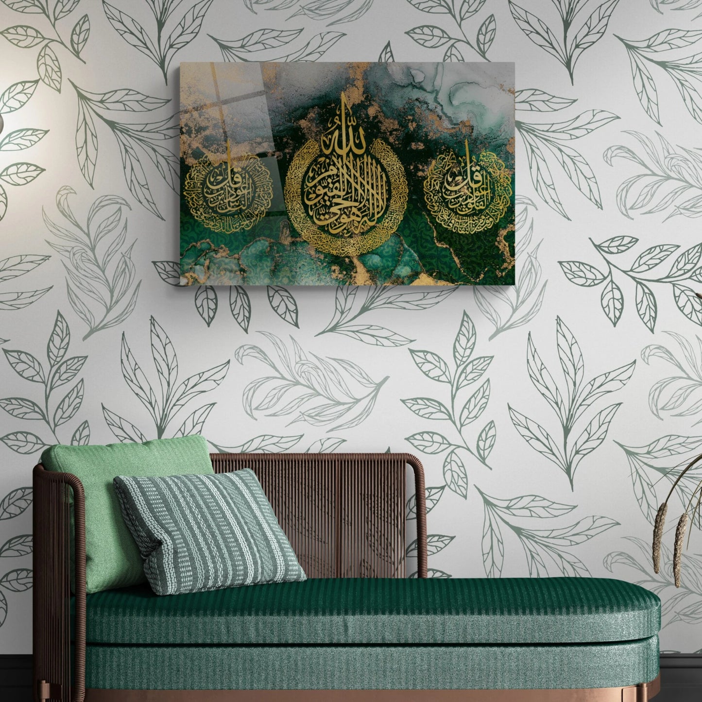 Ayatul Kursi, Surah-Al-Nas, Surah-Al-Falaq Premium Acrylic Islamic Wall Art , Islamic Painting