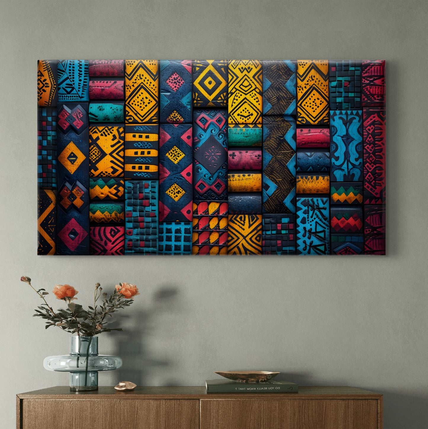 Folk Pattern Wall Premium Canvas Wall Painting - Buy Online | Decor By Neon