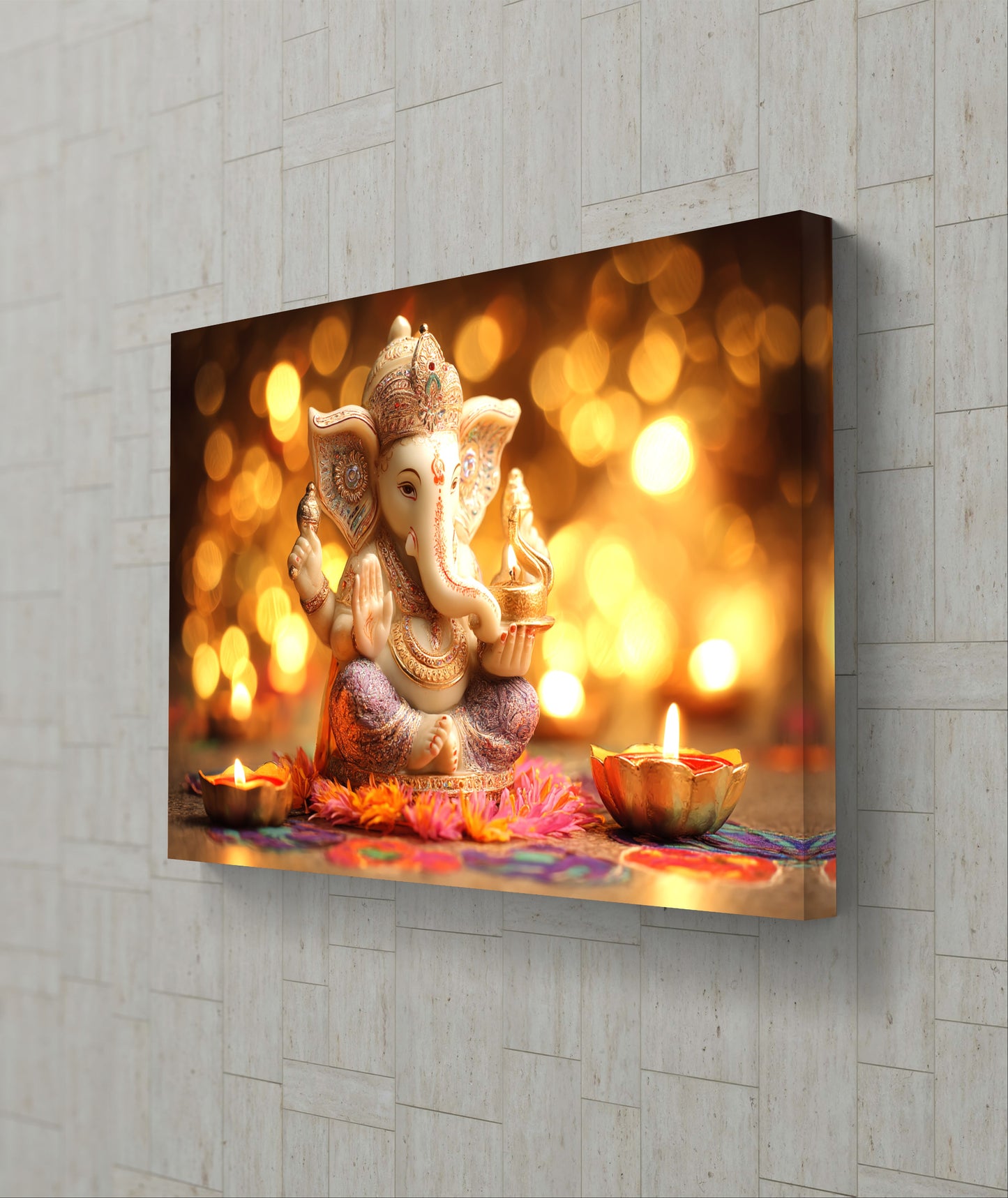 Lord Ganesha Idol Premium Acrylic Wall Art for Home & Temple Decor