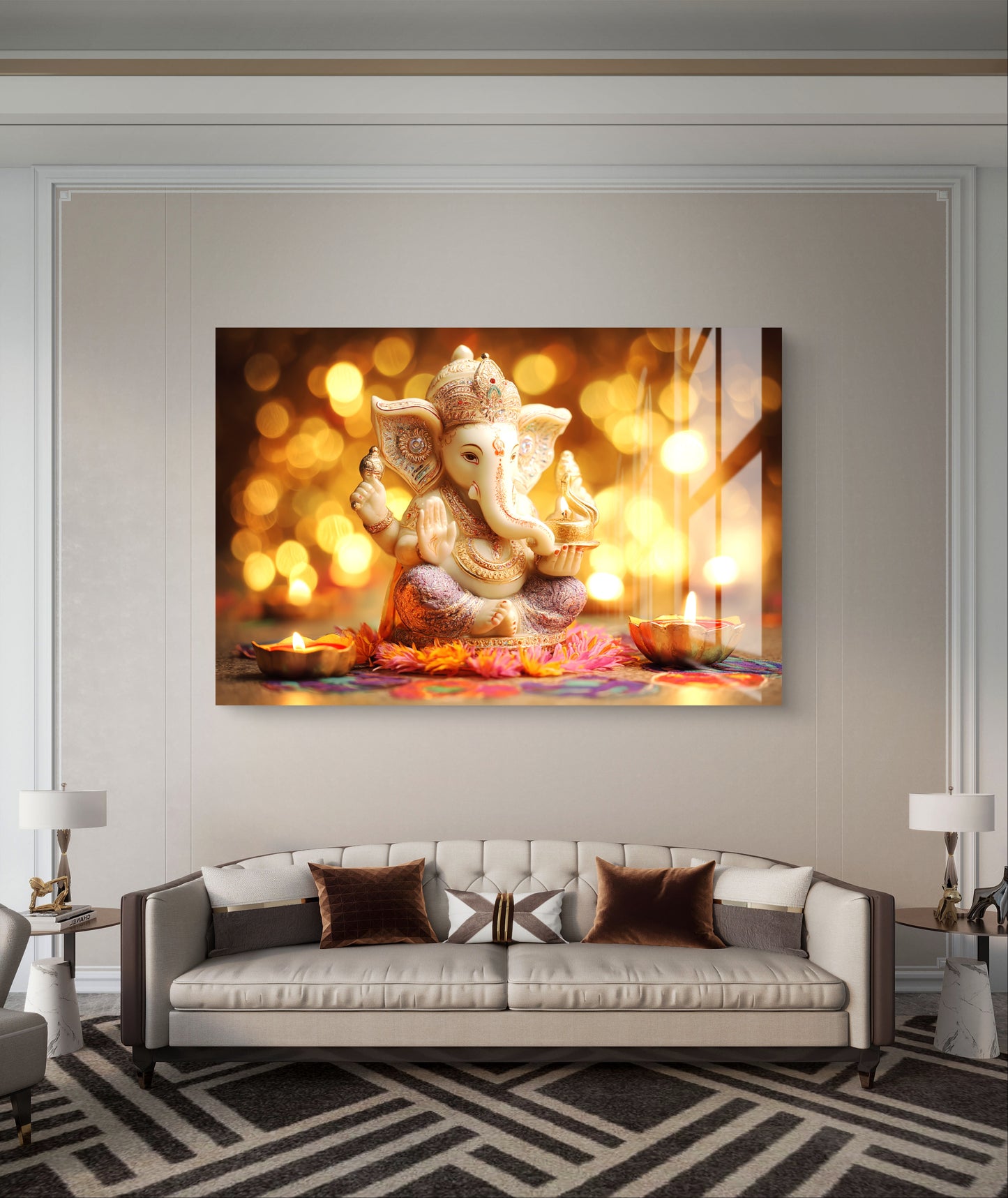 Lord Ganesha Idol Premium Acrylic Wall Art for Home & Temple Decor