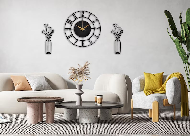 Minimalist Circular Numeric Modern Circular Black Metal Wall Clock