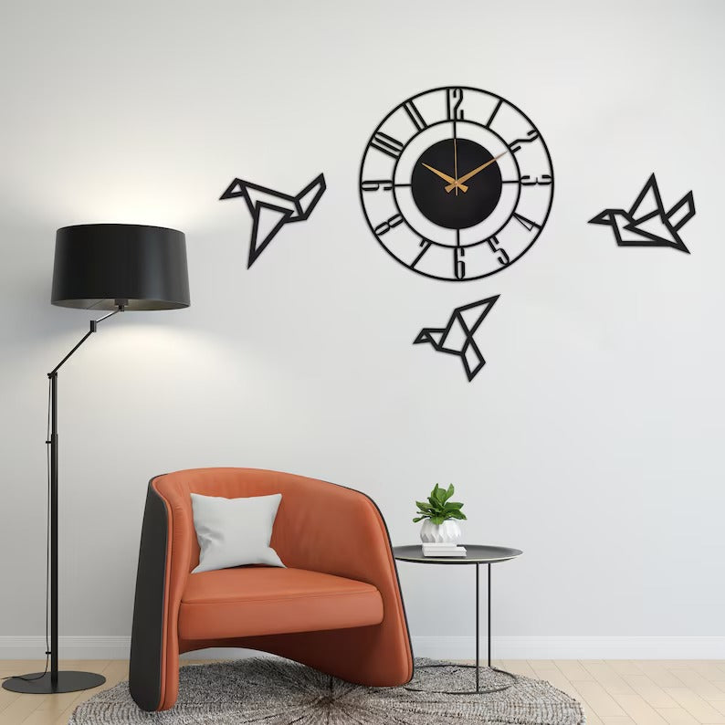 Minimalist Circular Numeric Modern Circular Black Metal Wall Clock